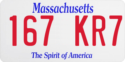 MA license plate 167KR7