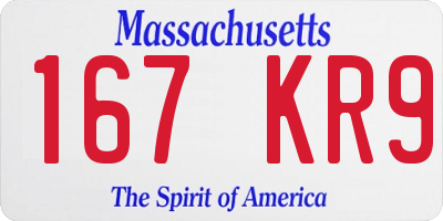 MA license plate 167KR9