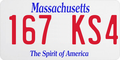 MA license plate 167KS4