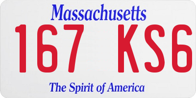MA license plate 167KS6