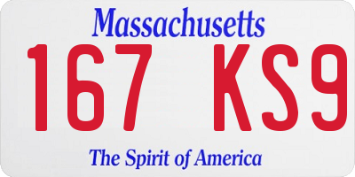 MA license plate 167KS9