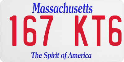 MA license plate 167KT6