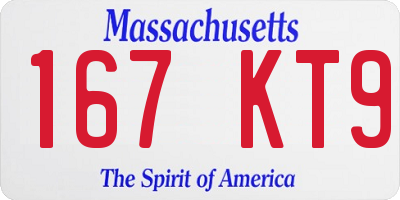 MA license plate 167KT9