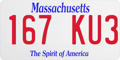 MA license plate 167KU3