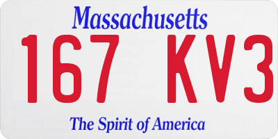MA license plate 167KV3