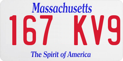 MA license plate 167KV9