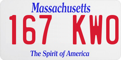 MA license plate 167KW0