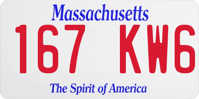 MA license plate 167KW6