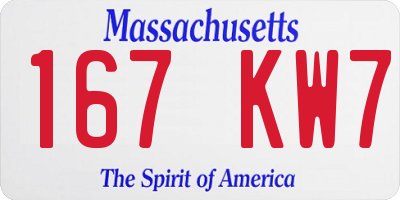 MA license plate 167KW7