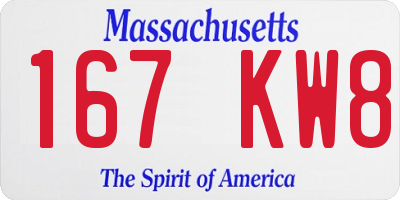 MA license plate 167KW8