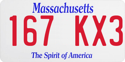 MA license plate 167KX3