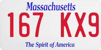 MA license plate 167KX9