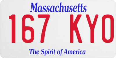 MA license plate 167KY0