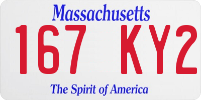 MA license plate 167KY2