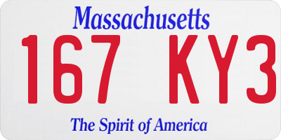 MA license plate 167KY3