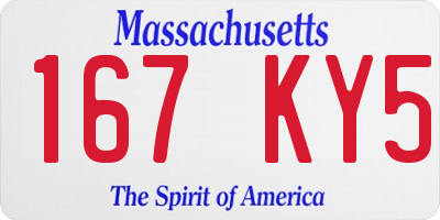 MA license plate 167KY5