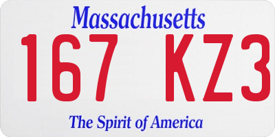 MA license plate 167KZ3