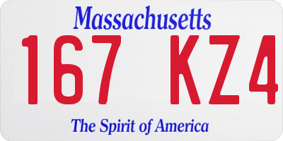 MA license plate 167KZ4