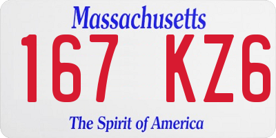MA license plate 167KZ6