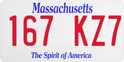 MA license plate 167KZ7