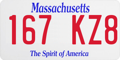 MA license plate 167KZ8