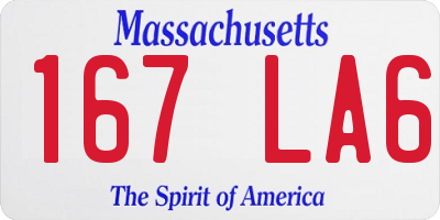 MA license plate 167LA6