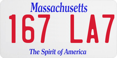 MA license plate 167LA7