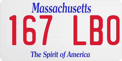 MA license plate 167LB0