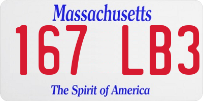 MA license plate 167LB3