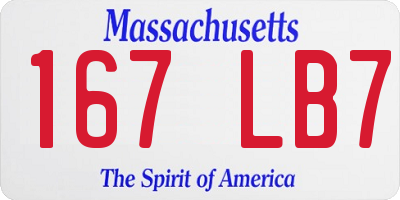 MA license plate 167LB7