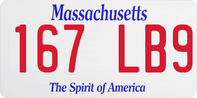 MA license plate 167LB9