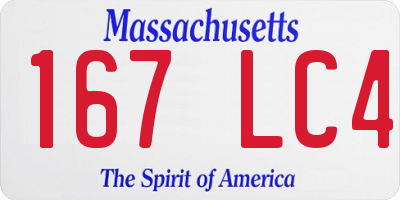 MA license plate 167LC4