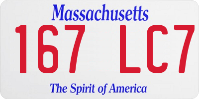MA license plate 167LC7