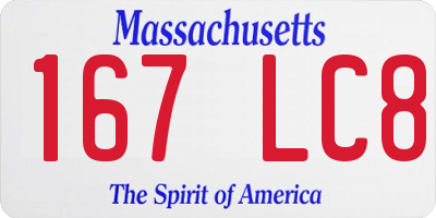 MA license plate 167LC8