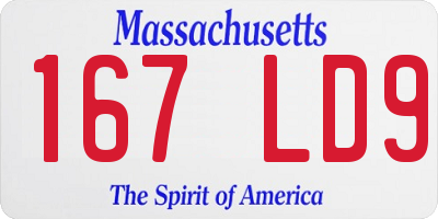 MA license plate 167LD9