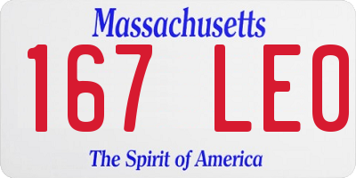 MA license plate 167LE0
