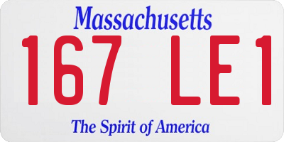 MA license plate 167LE1