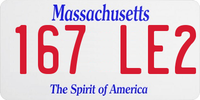 MA license plate 167LE2