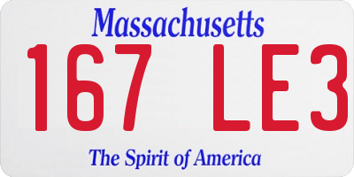 MA license plate 167LE3