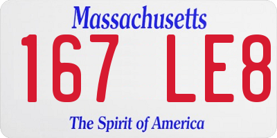 MA license plate 167LE8