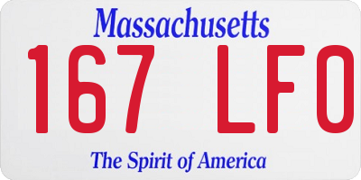 MA license plate 167LF0