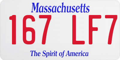MA license plate 167LF7