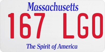 MA license plate 167LG0