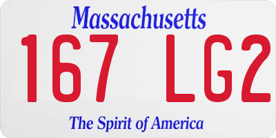 MA license plate 167LG2