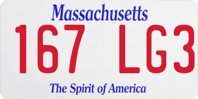 MA license plate 167LG3