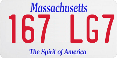 MA license plate 167LG7