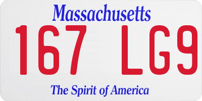 MA license plate 167LG9