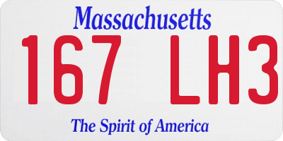 MA license plate 167LH3