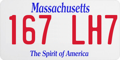 MA license plate 167LH7
