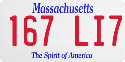 MA license plate 167LI7